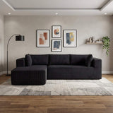 105" Black Corduroy Modular Left Chaise Style Sofa With Toss Pillows - HomeRoots - Flyclothing LLC
