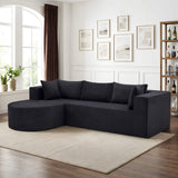 105" Black Corduroy Modular Left Rounded Chaise Style Sofa With Toss Pillows - HomeRoots - Flyclothing LLC