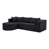 105" Black Corduroy Modular Left Rounded Chaise Style Sofa With Toss Pillows - HomeRoots - Flyclothing LLC