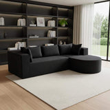 105" Black Corduroy Modular Right Rounded Chaise Style Sofa With Toss Pillows - HomeRoots - Flyclothing LLC