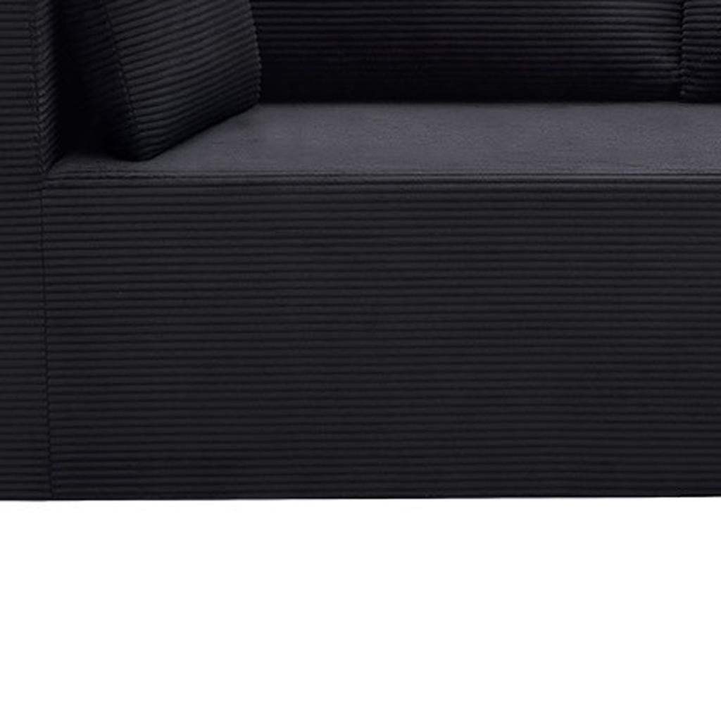 105" Black Corduroy Modular Right Rounded Chaise Style Sofa With Toss Pillows - HomeRoots - Flyclothing LLC