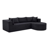 105" Black Corduroy Modular Right Rounded Chaise Style Sofa With Toss Pillows - HomeRoots - Flyclothing LLC