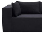 105" Black Corduroy Modular Right Rounded Chaise Style Sofa With Toss Pillows - HomeRoots - Flyclothing LLC