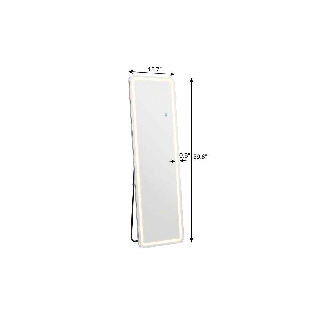 60" Silver Lighted Freestanding And Wall Mounted Framed Full Length Mirror - HomeRoots - Flyclothing LLC