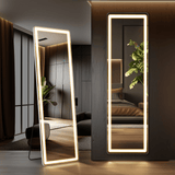 60" Silver Lighted Freestanding And Wall Mounted Framed Full Length Mirror - HomeRoots - Flyclothing LLC