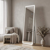 60" Silver Lighted Freestanding And Wall Mounted Framed Full Length Mirror - HomeRoots - Flyclothing LLC
