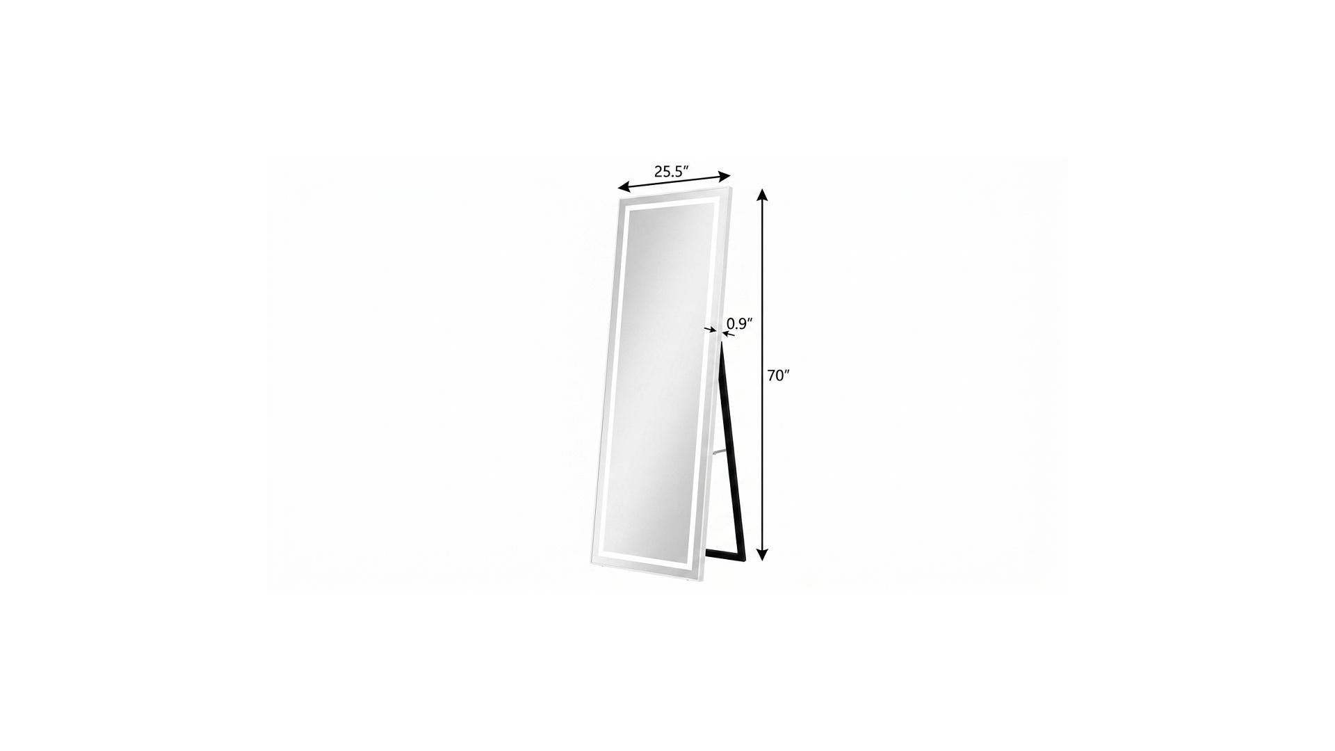 70" Silver Lighted Freestanding And Wall Mounted Framed Full Length Mirror - HomeRoots - Flyclothing LLC