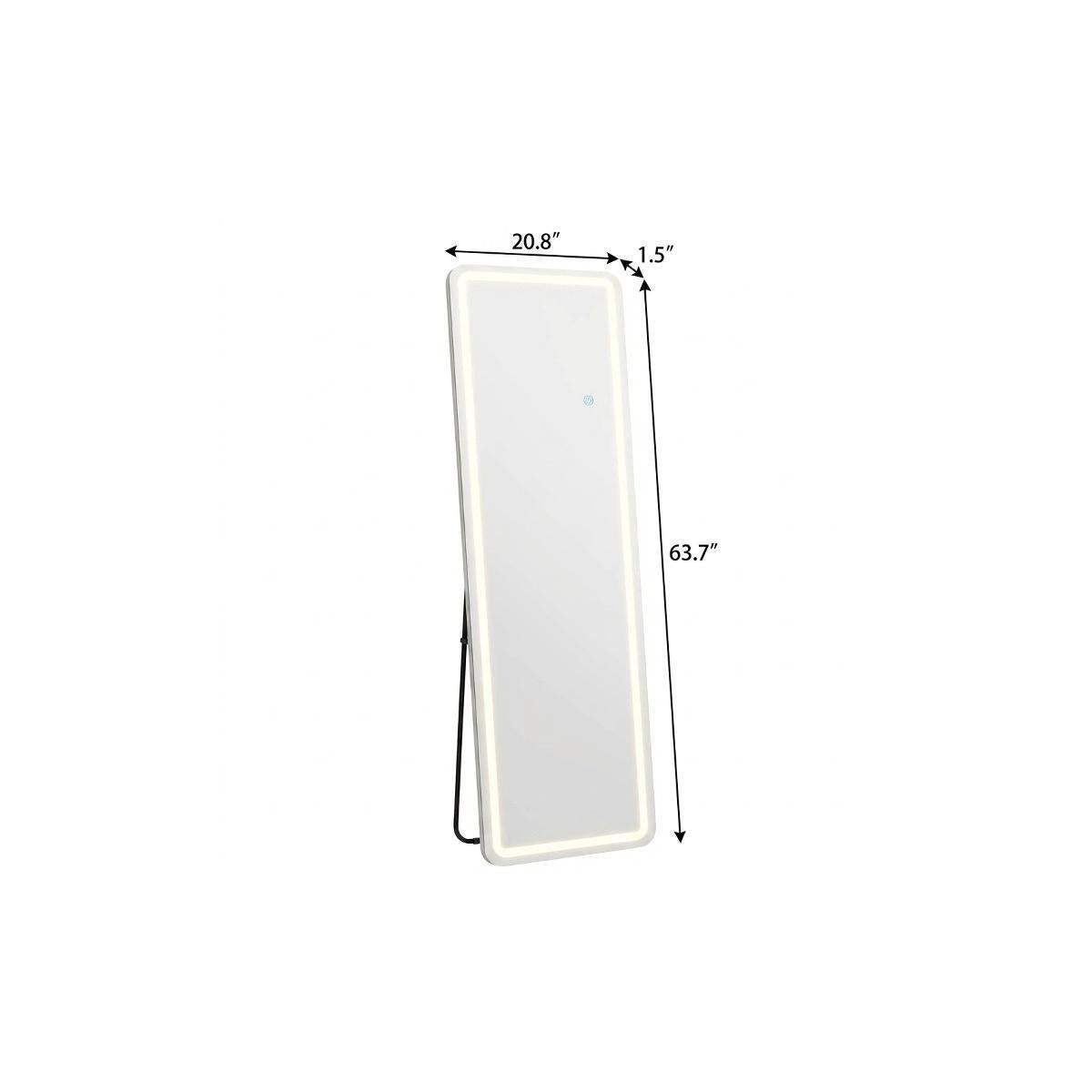 64" Silver Lighted Freestanding And Wall Mounted Framed Full Length Mirror - HomeRoots - Flyclothing LLC