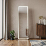 64" Silver Lighted Freestanding And Wall Mounted Framed Full Length Mirror - HomeRoots - Flyclothing LLC