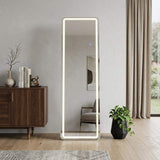 64" Lighted Wall Mount Leaning Or Freestanding Frameless Full Length Mirror - HomeRoots - Flyclothing LLC