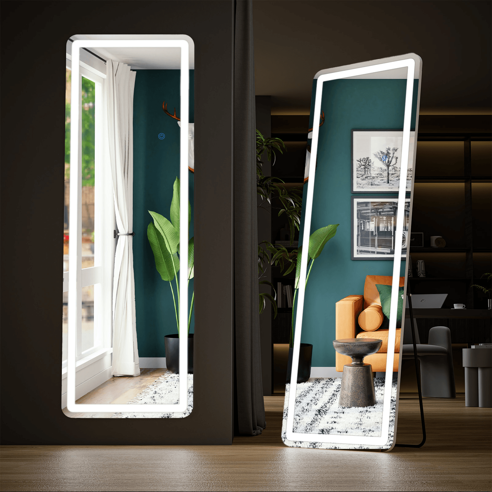 64" Lighted Wall Mount Leaning Or Freestanding Frameless Full Length Mirror - HomeRoots - Flyclothing LLC