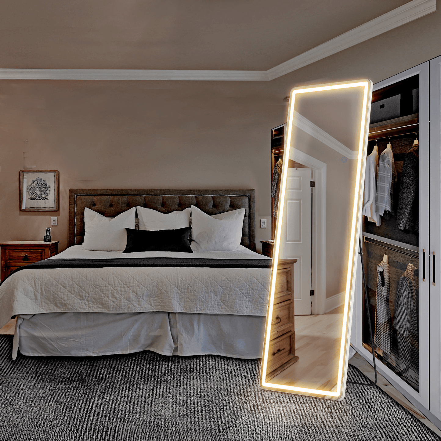 64" Lighted Wall Mount Leaning Or Freestanding Frameless Full Length Mirror - HomeRoots - Flyclothing LLC