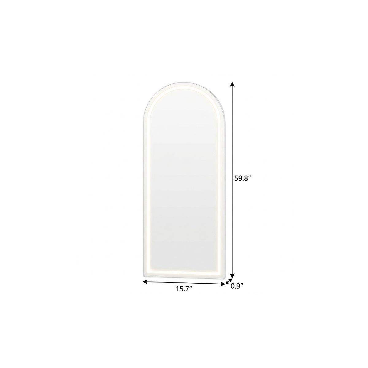 60" Silver Arch Lighted Freestanding And Wall Mounted Framed Full Length Mirror - HomeRoots - Flyclothing LLC