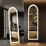 60" Silver Arch Lighted Freestanding And Wall Mounted Framed Full Length Mirror - HomeRoots - Flyclothing LLC