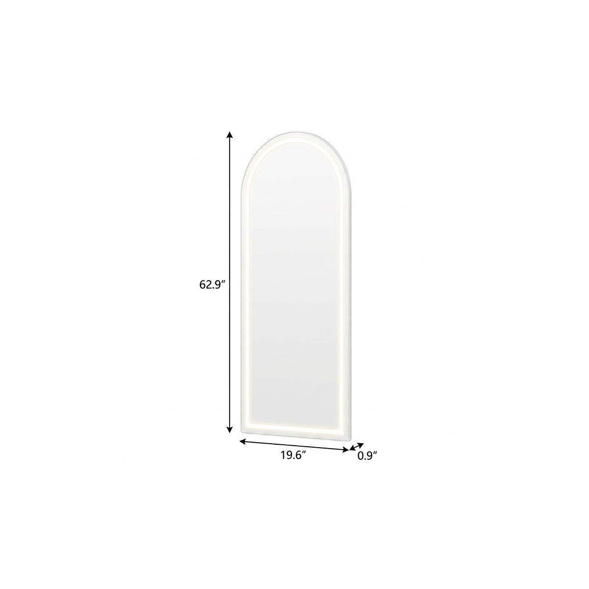 63" Silver Arch Lighted Freestanding And Wall Mounted Framed Full Length Mirror - HomeRoots - Flyclothing LLC