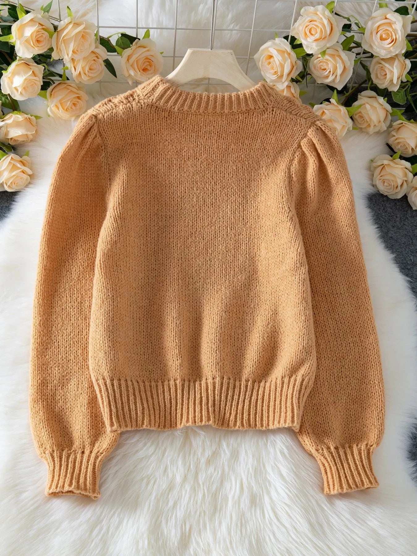 Textured Knit Round Neck Long Sleeve Sweater - Trendsi - Flyclothing LLC