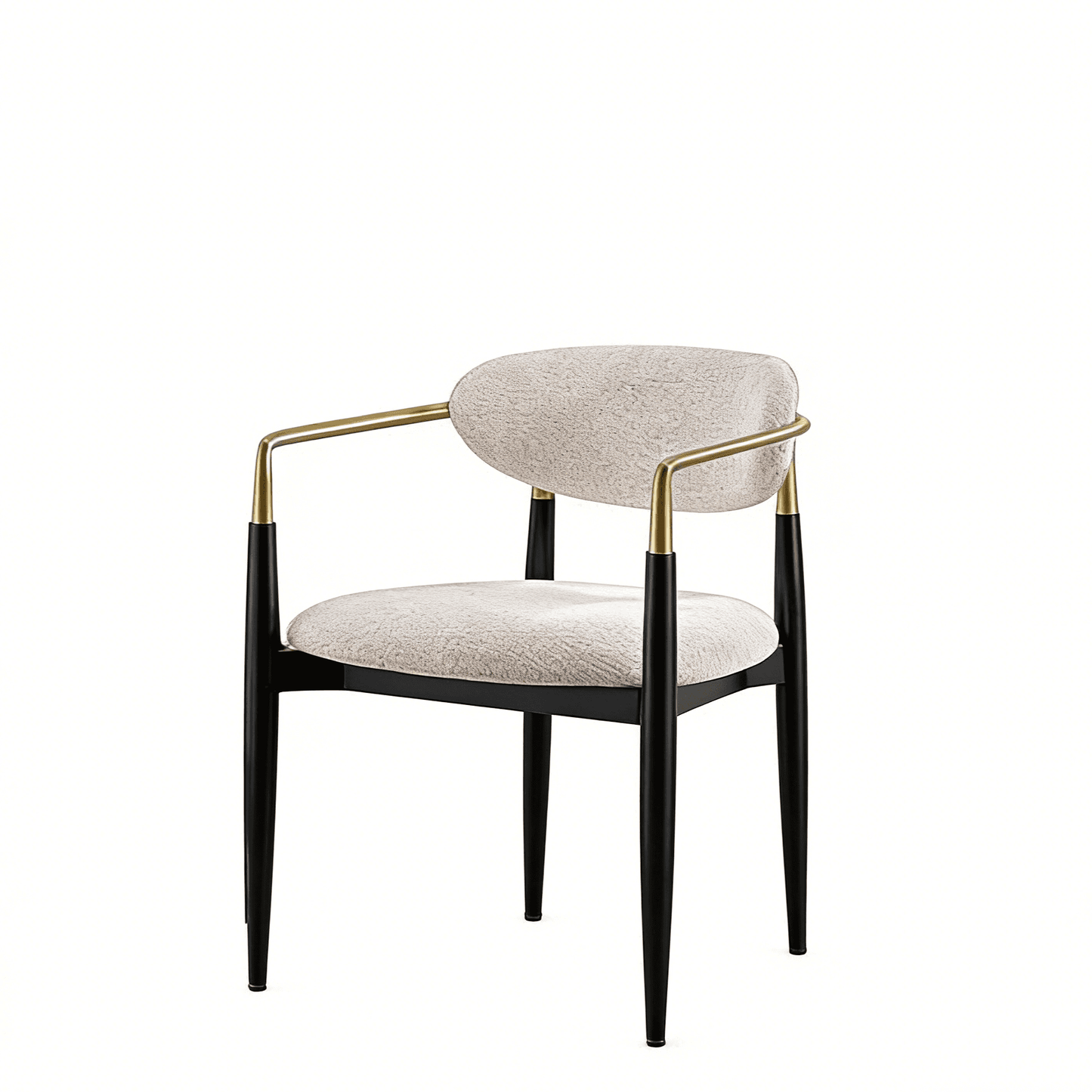 Beige and Black Faux Linen Dining Arm Chair - HomeRoots - Flyclothing LLC