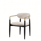 Beige and Black Faux Linen Dining Arm Chair - HomeRoots - Flyclothing LLC