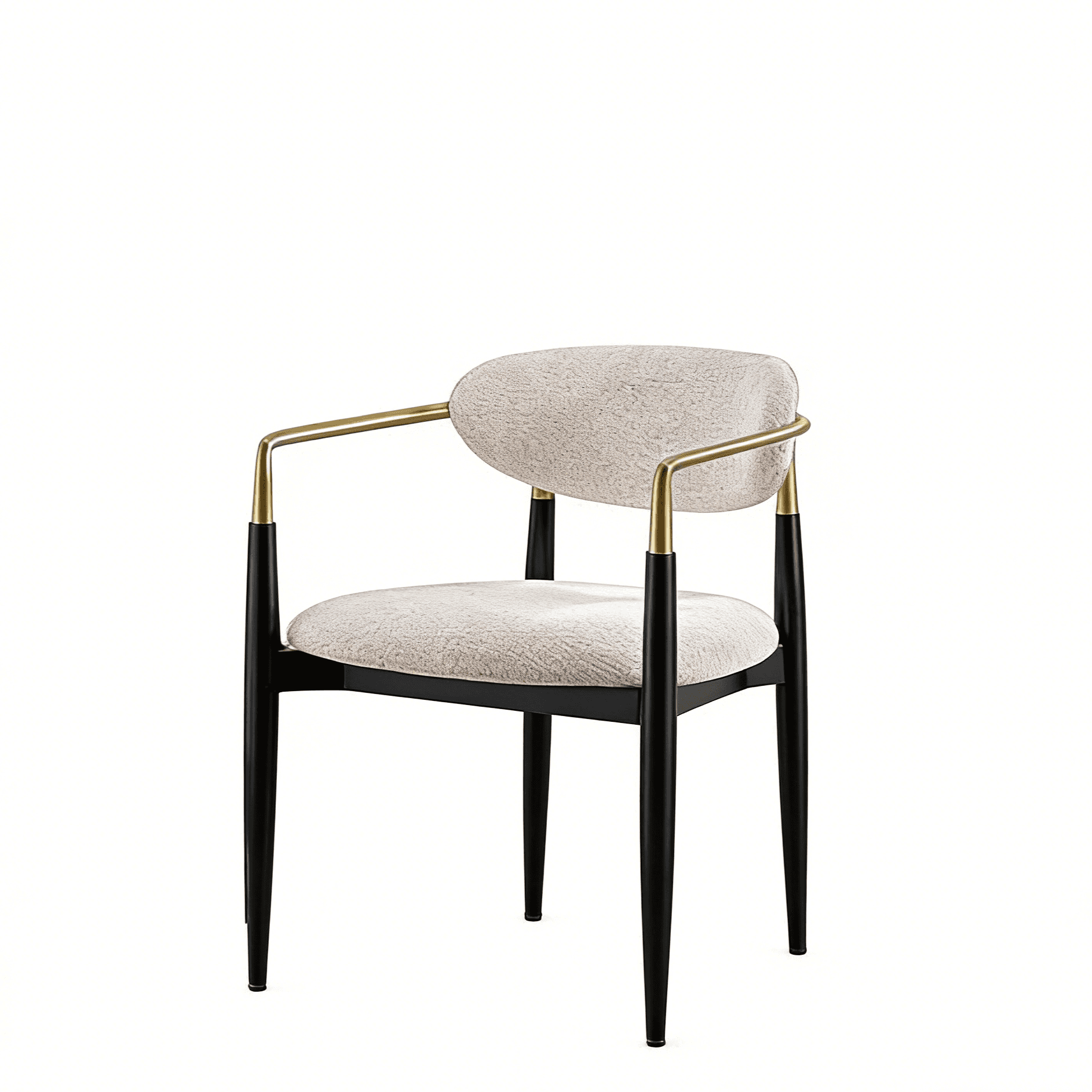 Beige and Black Faux Linen Dining Arm Chair - HomeRoots - Flyclothing LLC