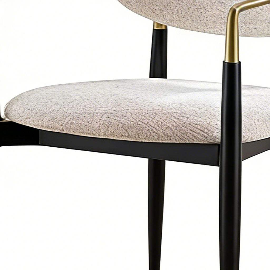 Beige and Black Faux Linen Dining Arm Chair - HomeRoots - Flyclothing LLC