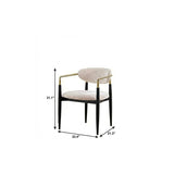 Beige and Black Faux Linen Dining Arm Chair - HomeRoots - Flyclothing LLC
