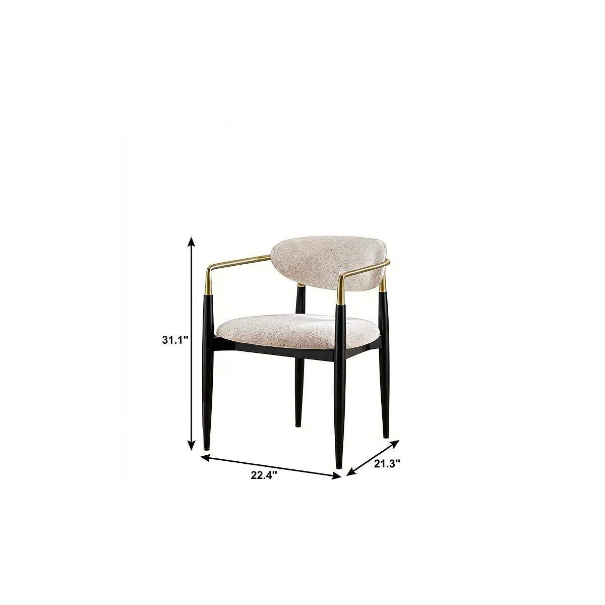 Beige and Black Faux Linen Dining Arm Chair - HomeRoots - Flyclothing LLC