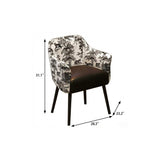 Black and White Faux Leather And Velvet Toile Print Dining Arm Chair - HomeRoots - Flyclothing LLC
