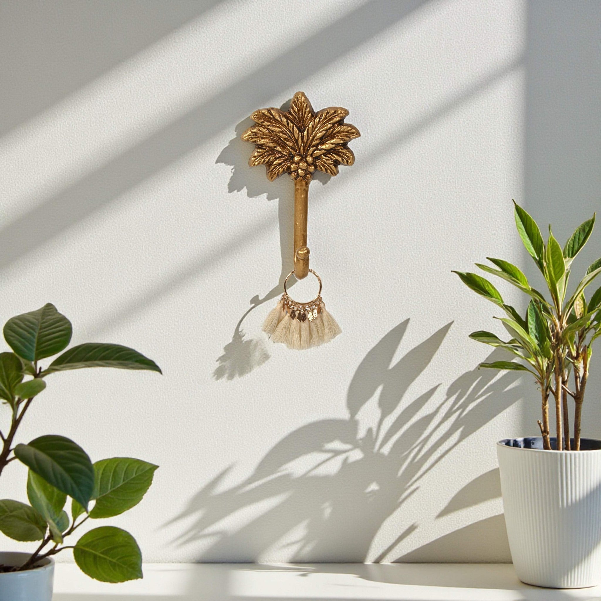4" Antiqued Gold Cast Iron Palm Tree Wall Hook - HomeRoots - Flyclothing LLC