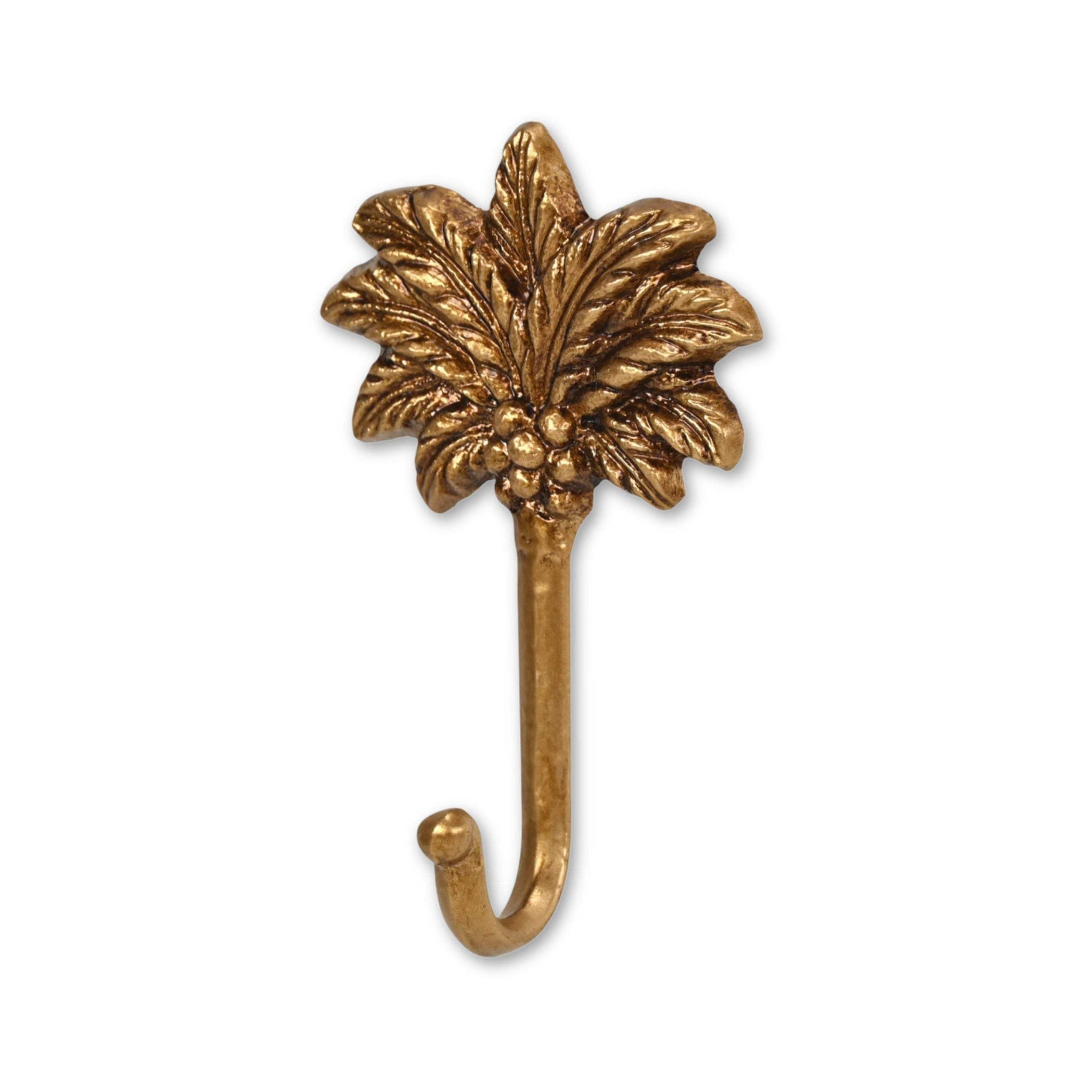 4" Antiqued Gold Cast Iron Palm Tree Wall Hook - HomeRoots - Flyclothing LLC