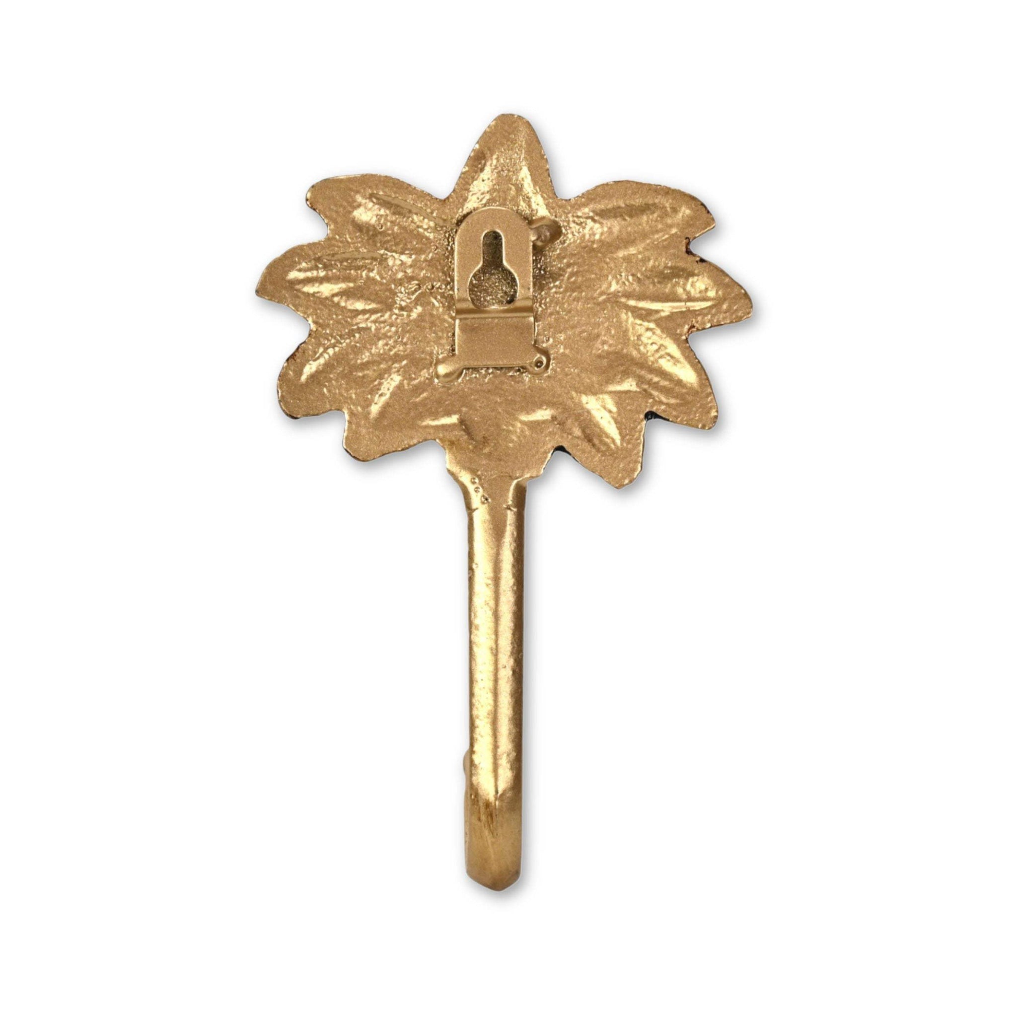 4" Antiqued Gold Cast Iron Palm Tree Wall Hook - HomeRoots - Flyclothing LLC