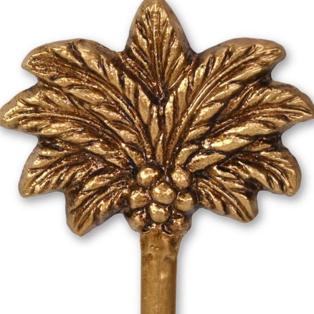 4" Antiqued Gold Cast Iron Palm Tree Wall Hook - HomeRoots - Flyclothing LLC