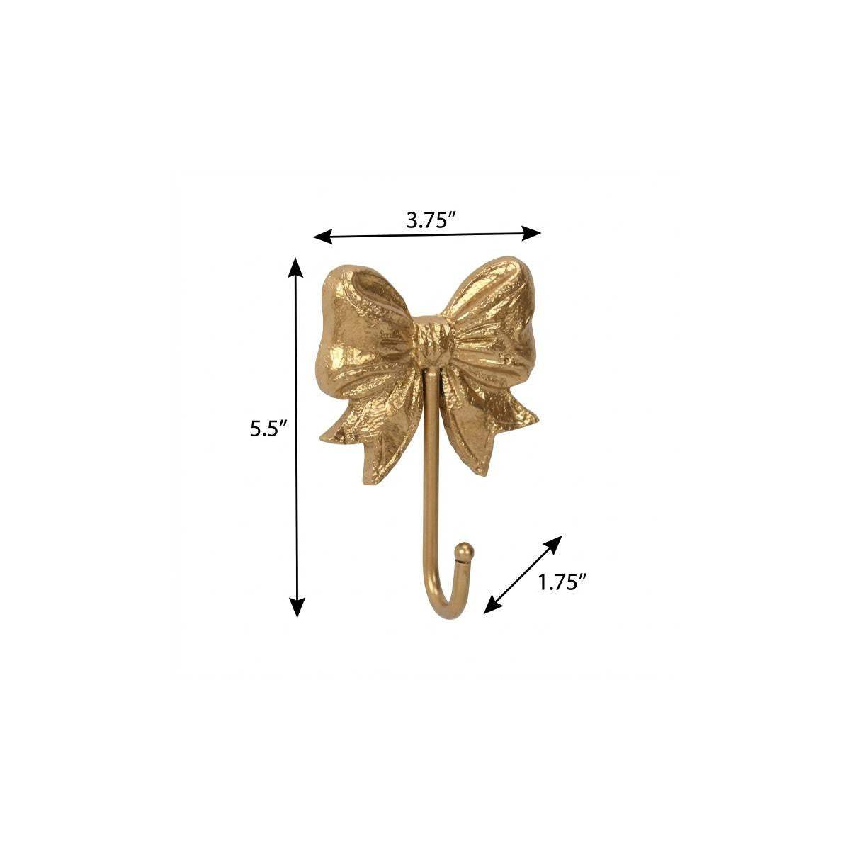 4" Gold Cast Iron Bow Wall Hook - HomeRoots - Flyclothing LLC