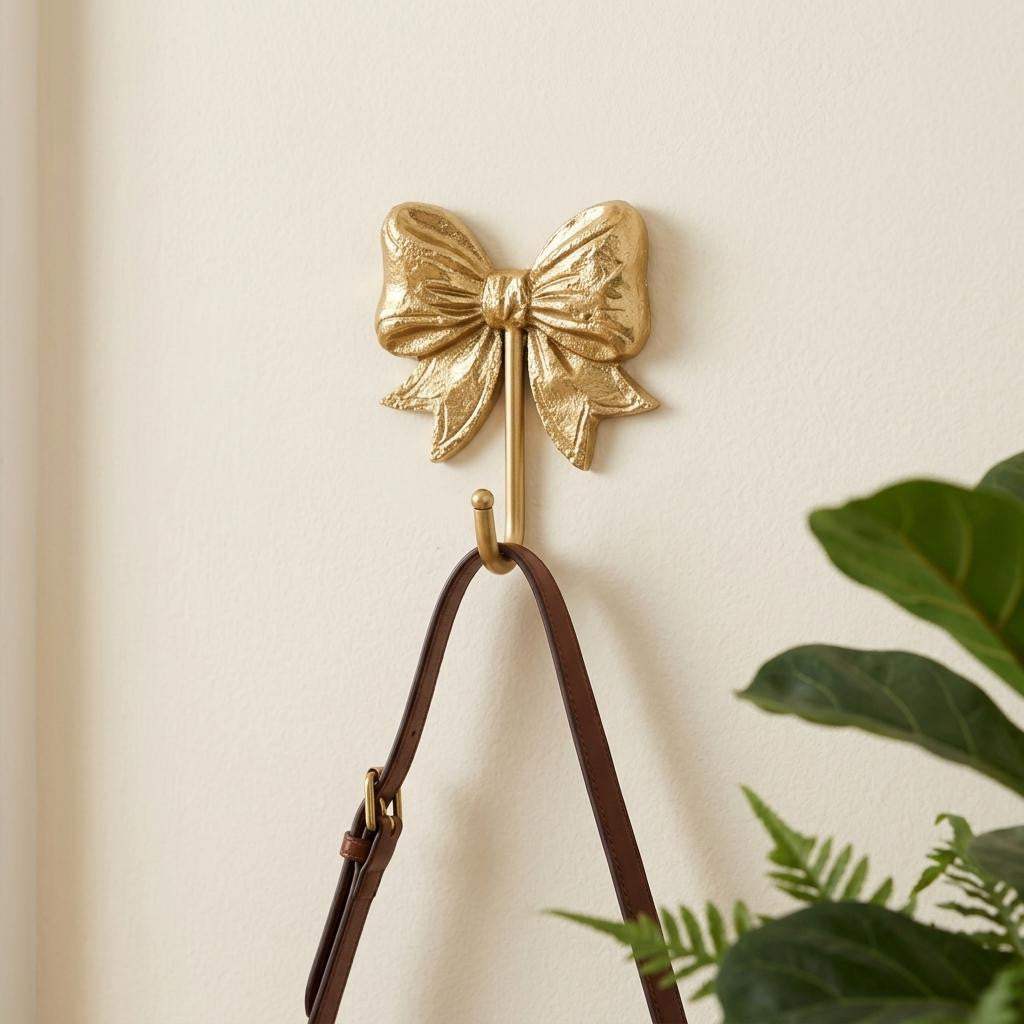 4" Gold Cast Iron Bow Wall Hook - HomeRoots - Flyclothing LLC