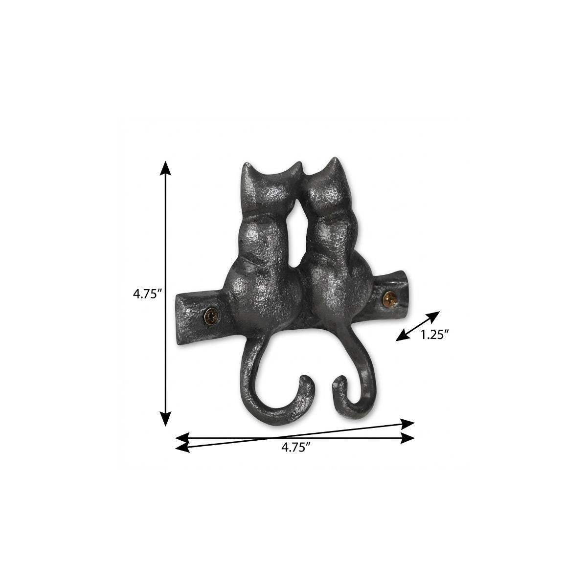 Two Hook 5" Black Cast Iron Cats Wall Hook - HomeRoots - Flyclothing LLC