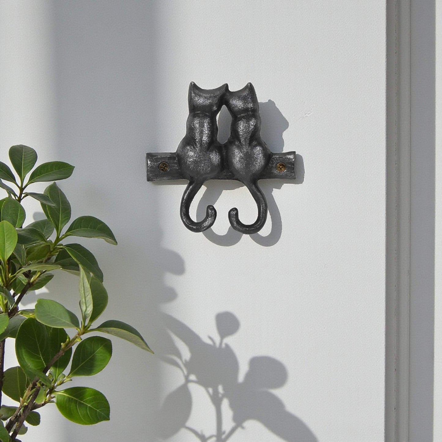 Two Hook 5" Black Cast Iron Cats Wall Hook - HomeRoots - Flyclothing LLC