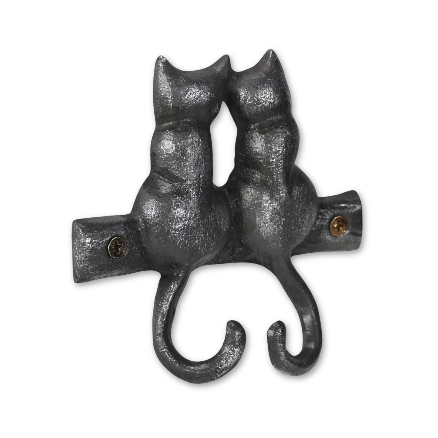Two Hook 5" Black Cast Iron Cats Wall Hook - HomeRoots - Flyclothing LLC