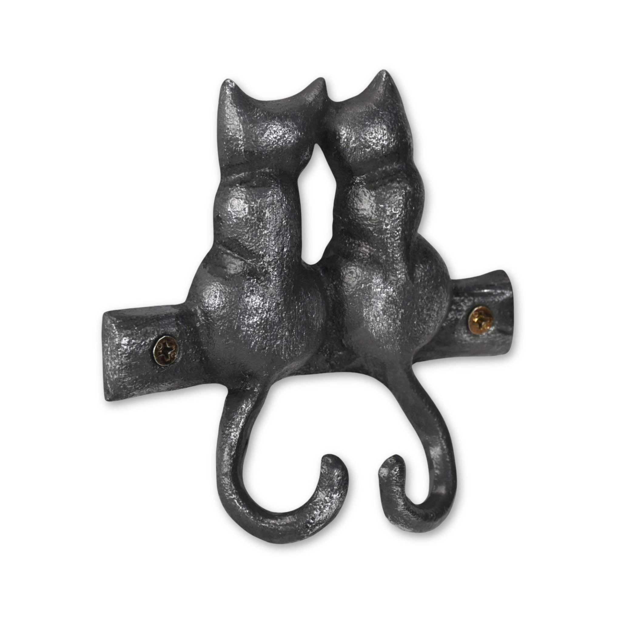Two Hook 5" Black Cast Iron Cats Wall Hook - HomeRoots - Flyclothing LLC