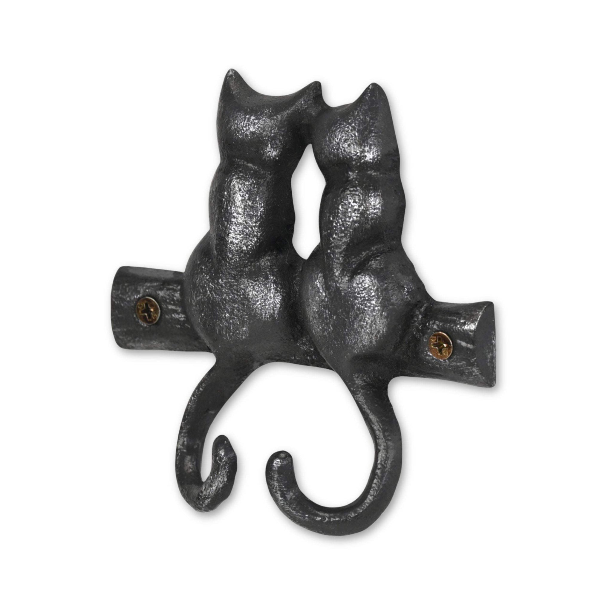 Two Hook 5" Black Cast Iron Cats Wall Hook - HomeRoots - Flyclothing LLC