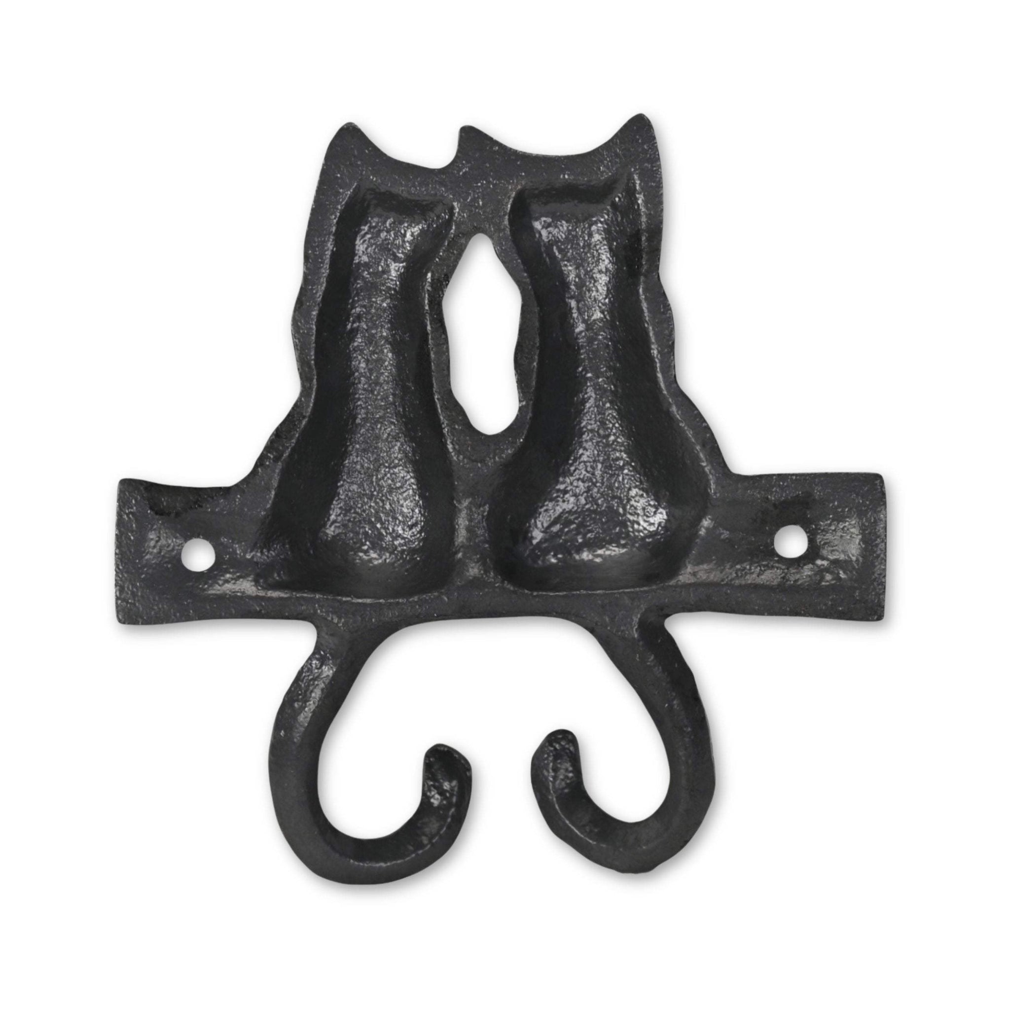 Two Hook 5" Black Cast Iron Cats Wall Hook - HomeRoots - Flyclothing LLC