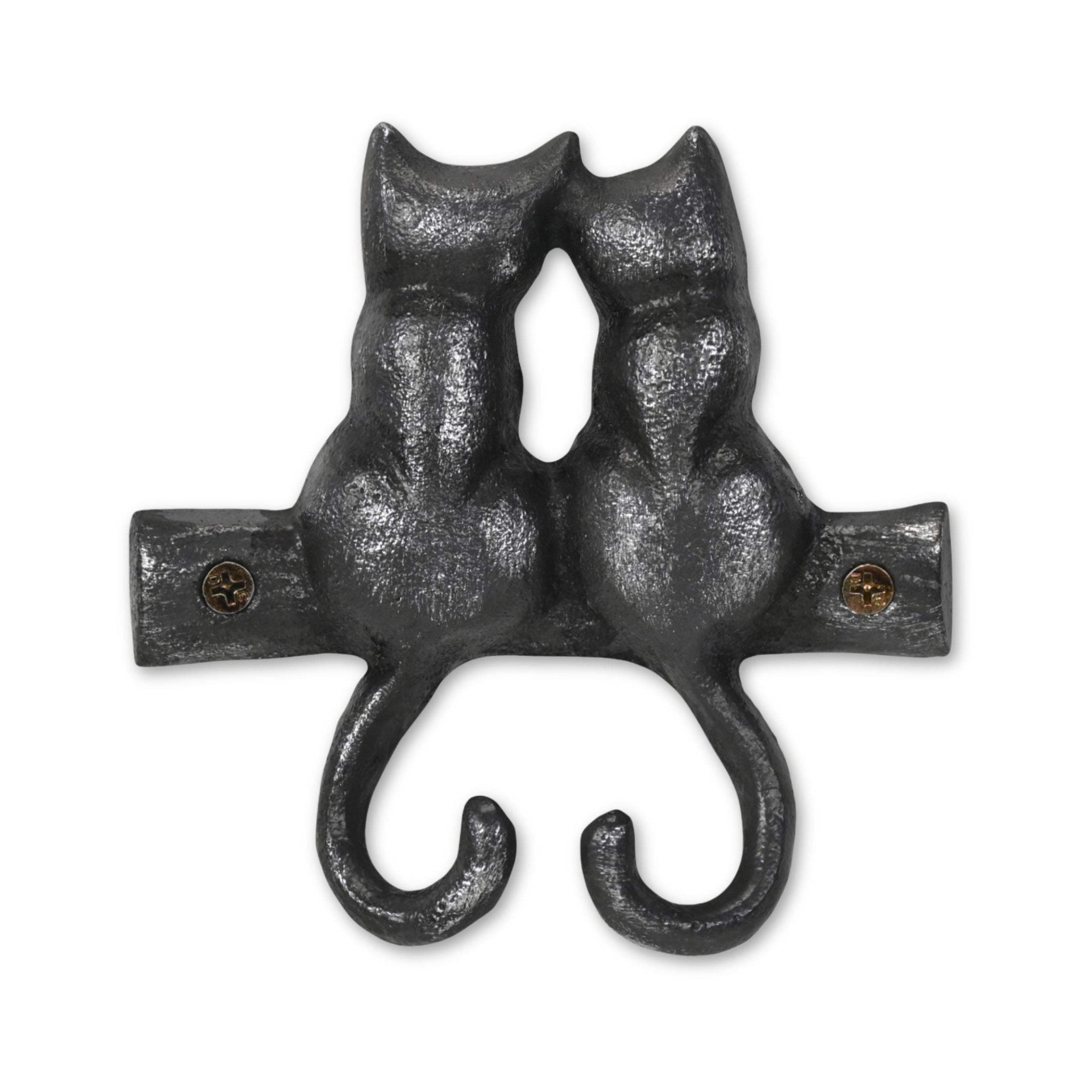 Two Hook 5" Black Cast Iron Cats Wall Hook - HomeRoots - Flyclothing LLC