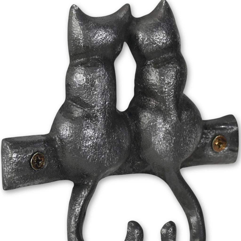 Two Hook 5" Black Cast Iron Cats Wall Hook - HomeRoots - Flyclothing LLC