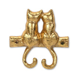Two Hook 5" Gold Cast Iron Cats Wall Hooks - HomeRoots - Flyclothing LLC