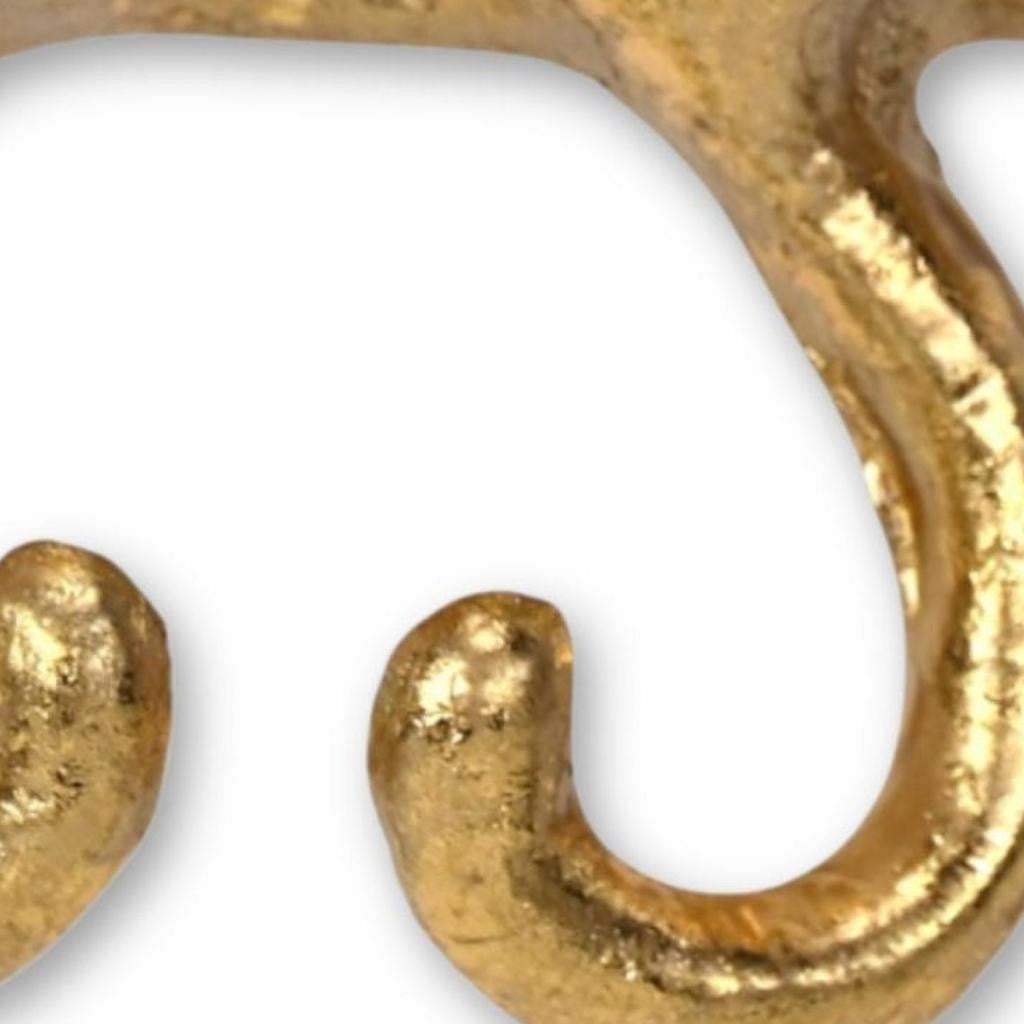 Two Hook 5" Gold Cast Iron Cats Wall Hooks - HomeRoots - Flyclothing LLC