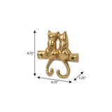 Two Hook 5" Gold Cast Iron Cats Wall Hooks - HomeRoots - Flyclothing LLC