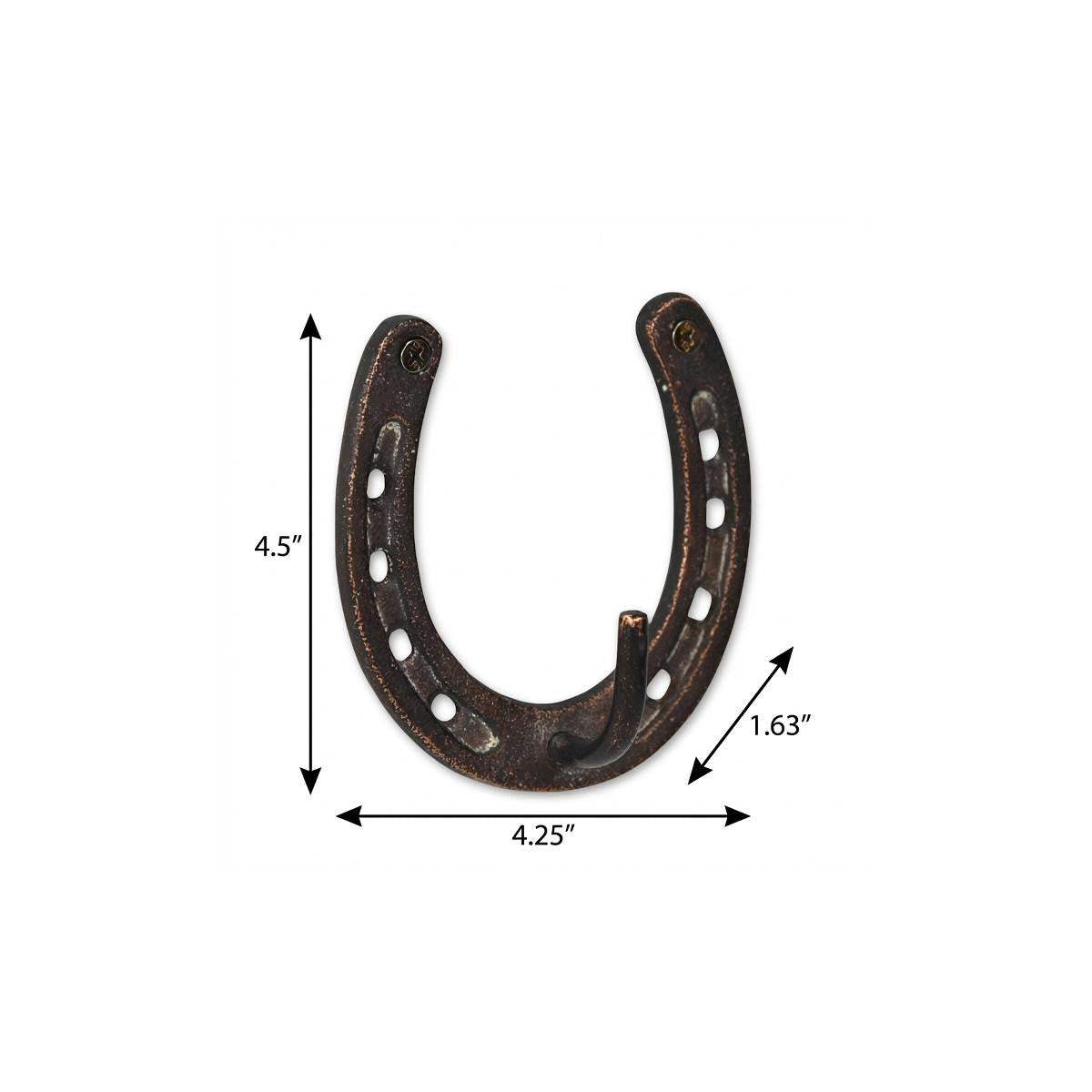 4" Antiqued Bronze Cast Iron Horseshoe Wall Hook - HomeRoots - Flyclothing LLC