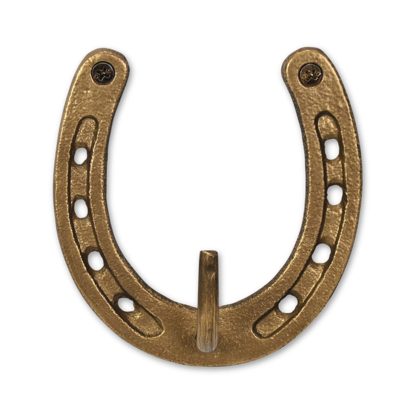 4" Antiqued Gold Cast Iron Horseshoe Wall Hook - HomeRoots - Flyclothing LLC