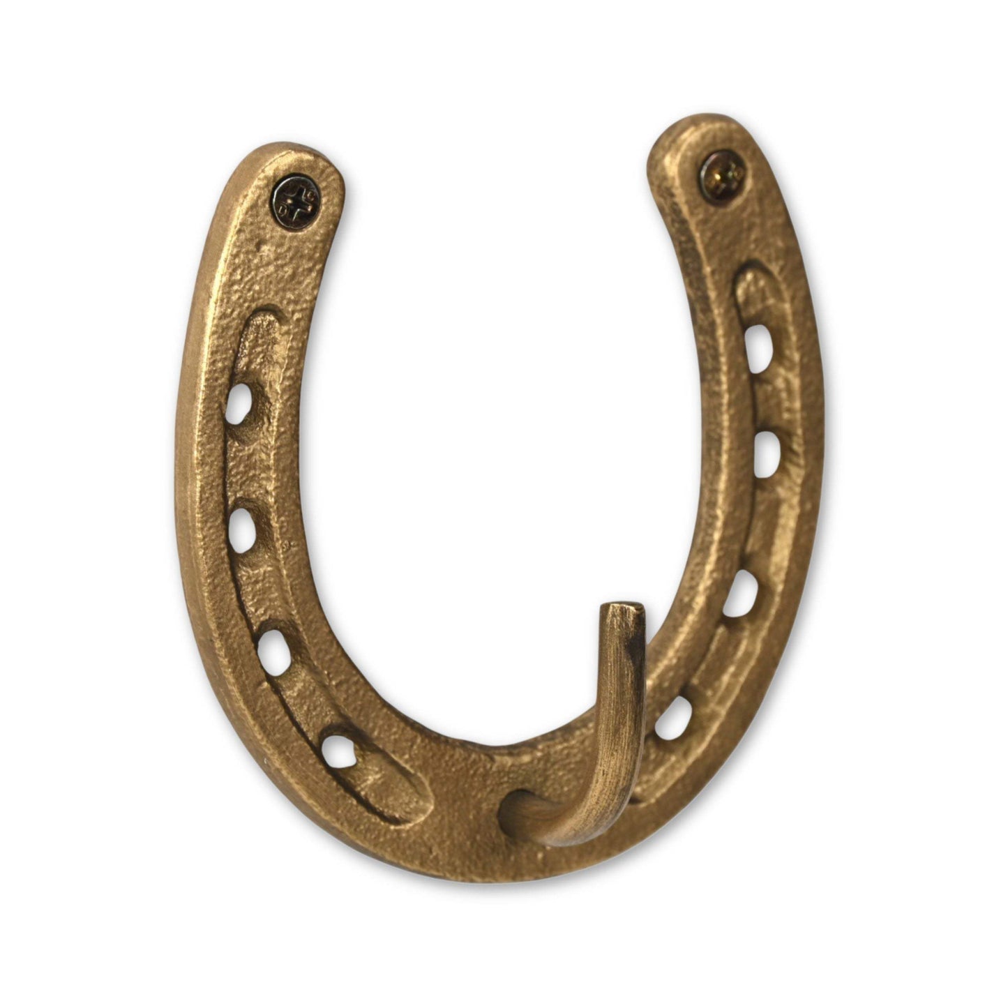 4" Antiqued Gold Cast Iron Horseshoe Wall Hook - HomeRoots - Flyclothing LLC