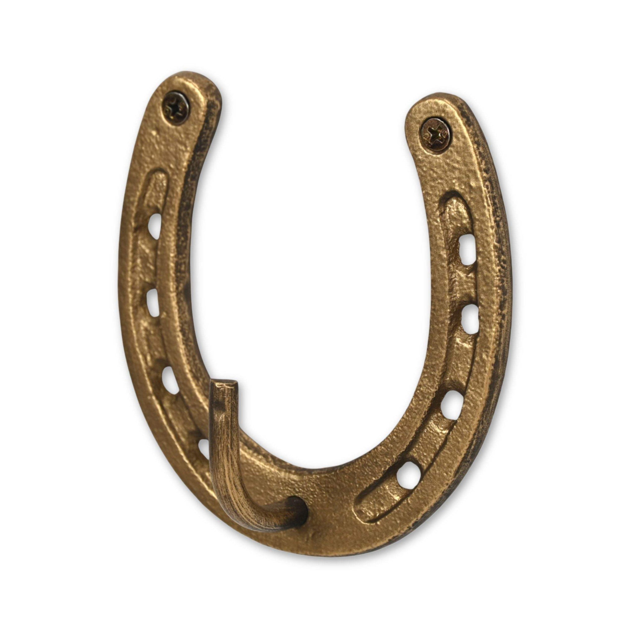 4" Antiqued Gold Cast Iron Horseshoe Wall Hook - HomeRoots - Flyclothing LLC