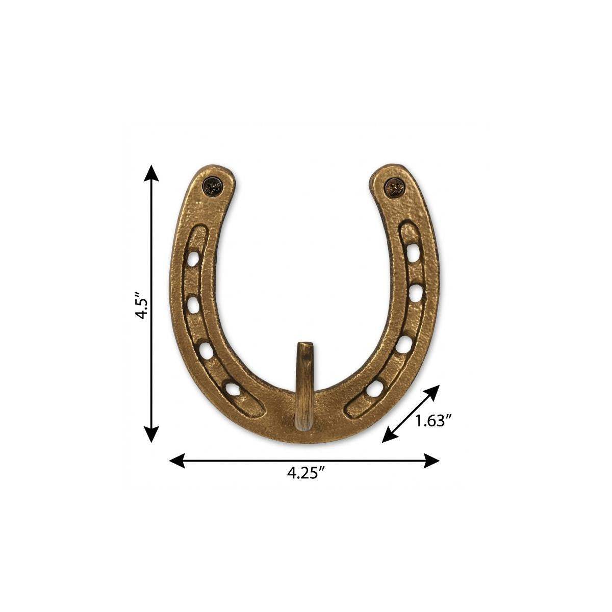4" Antiqued Gold Cast Iron Horseshoe Wall Hook - HomeRoots - Flyclothing LLC