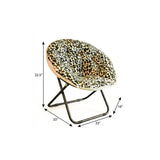 33" Beige Brown And Tufted Faux Fur and Metal Leopard Folding Lounge Chair - HomeRoots - Flyclothing LLC